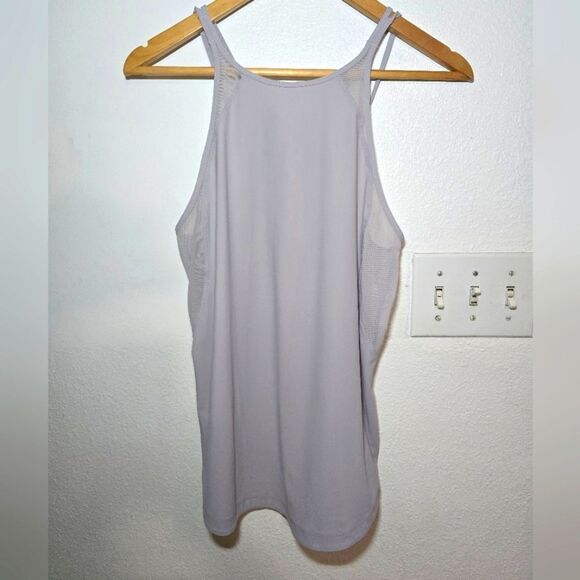 Lululemon Run Off Route Tank Top In Grey Size 4 Ices Iris High Neck Mesh Panels - Picture 1 of 7